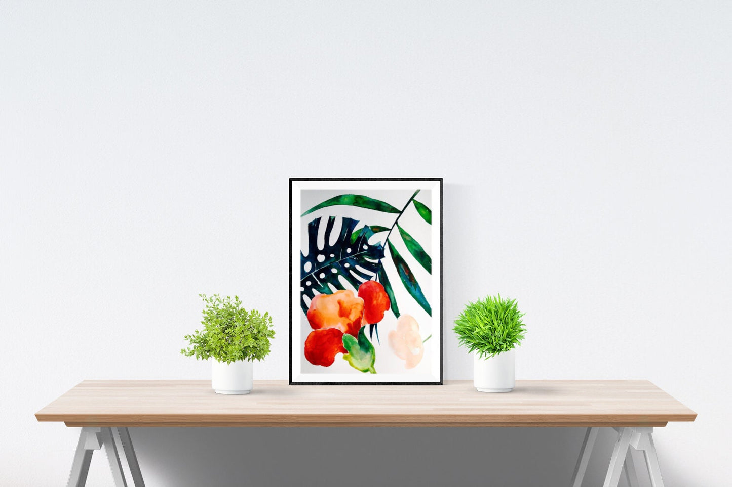 Tropical Leaves watercolor painting - Hawaii Water color - Original Wall Art for Home or Office
