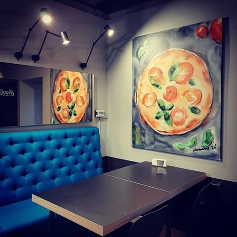 Pizza art print - food watercolor wall art - kitchen decor