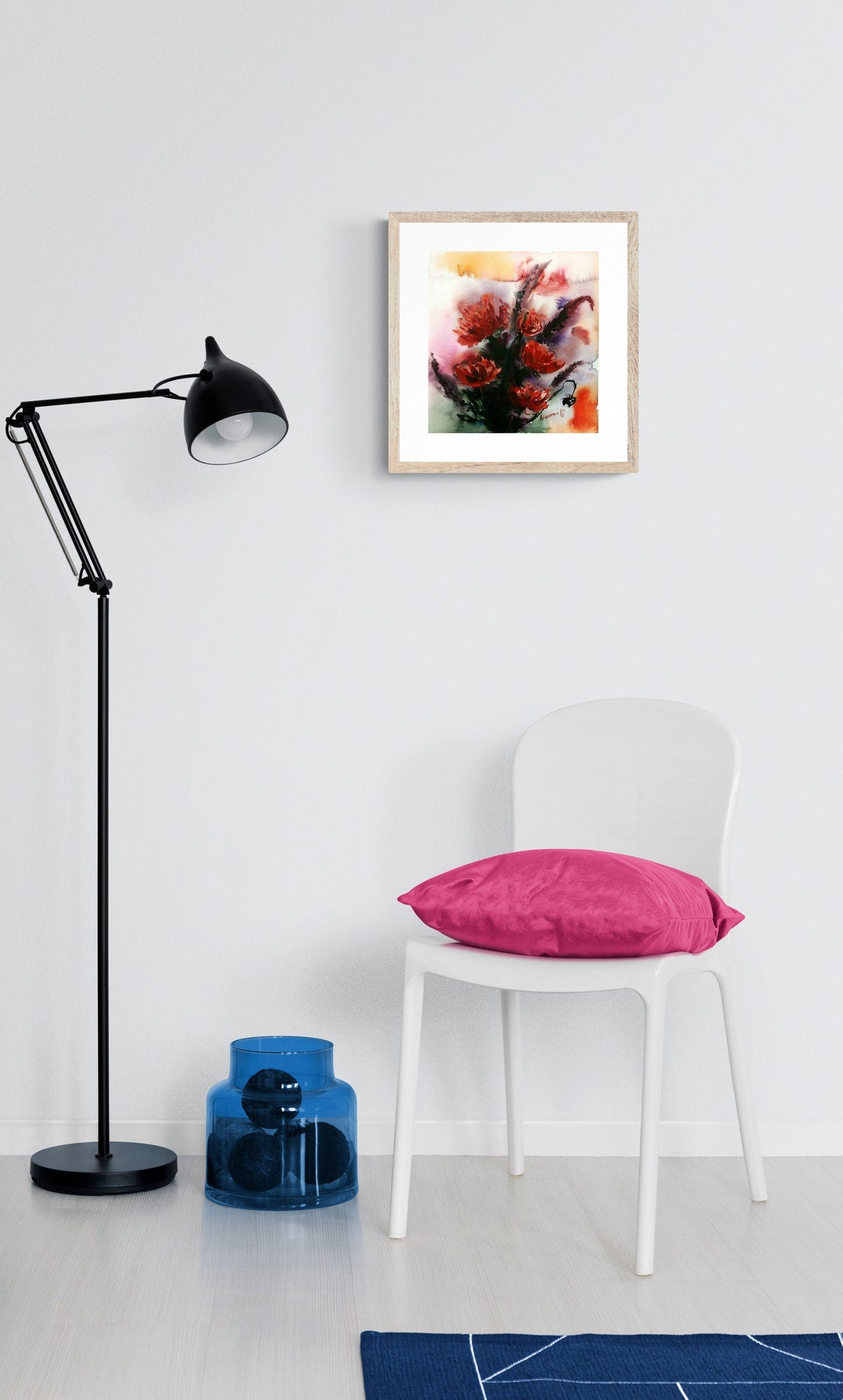 Classical painting - flowers water color painting - small watercolor floral original wall art