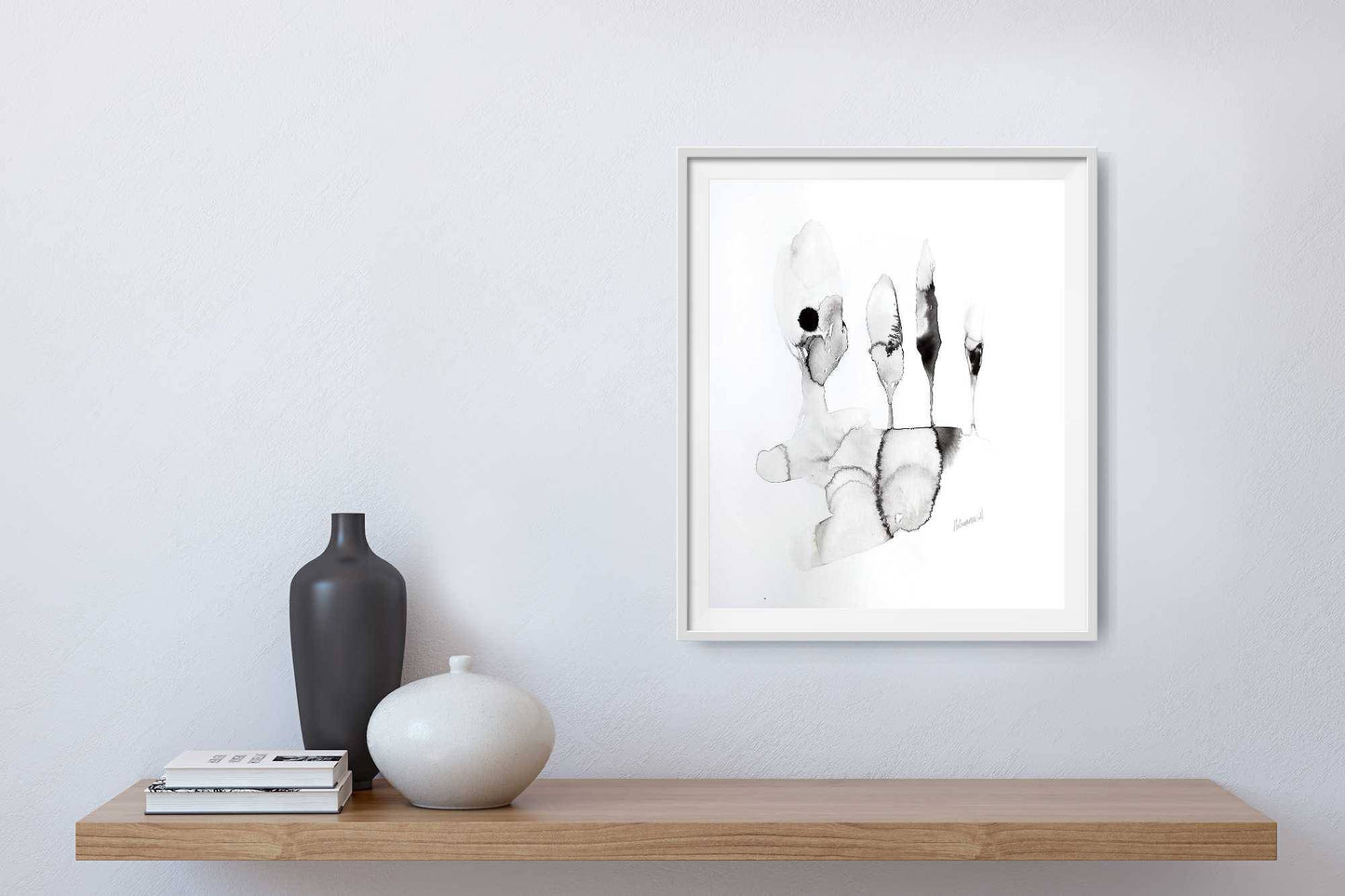 Minimalist Wall Art Trees - Original Black and White Landscape Ink and Watercolor Painting