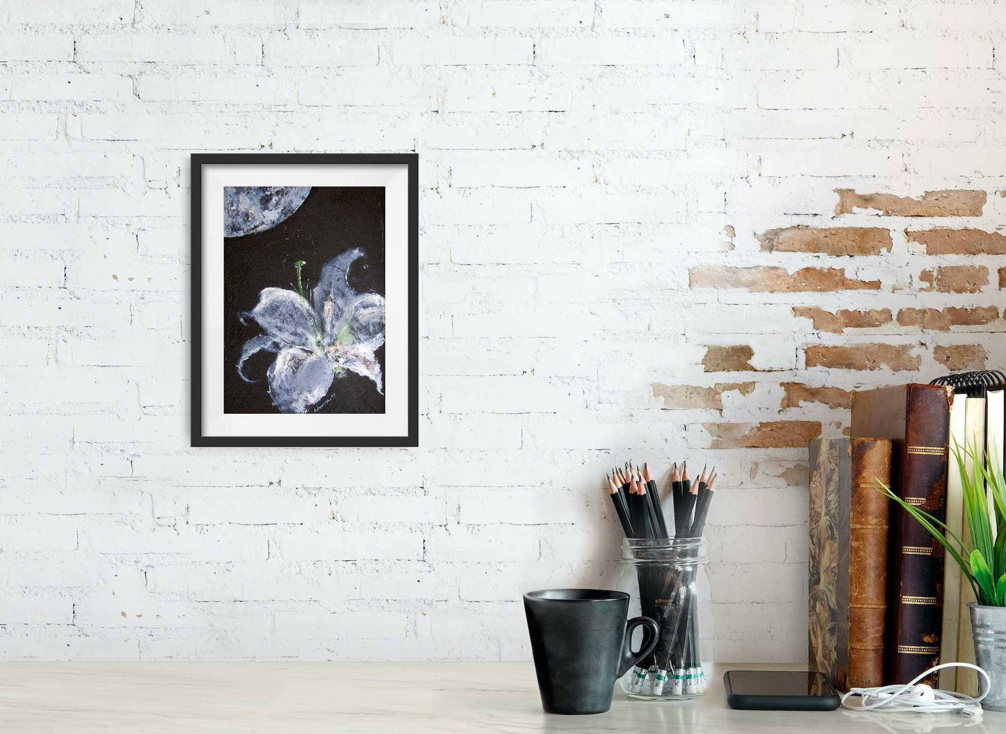 Moon picture - moon flower poster