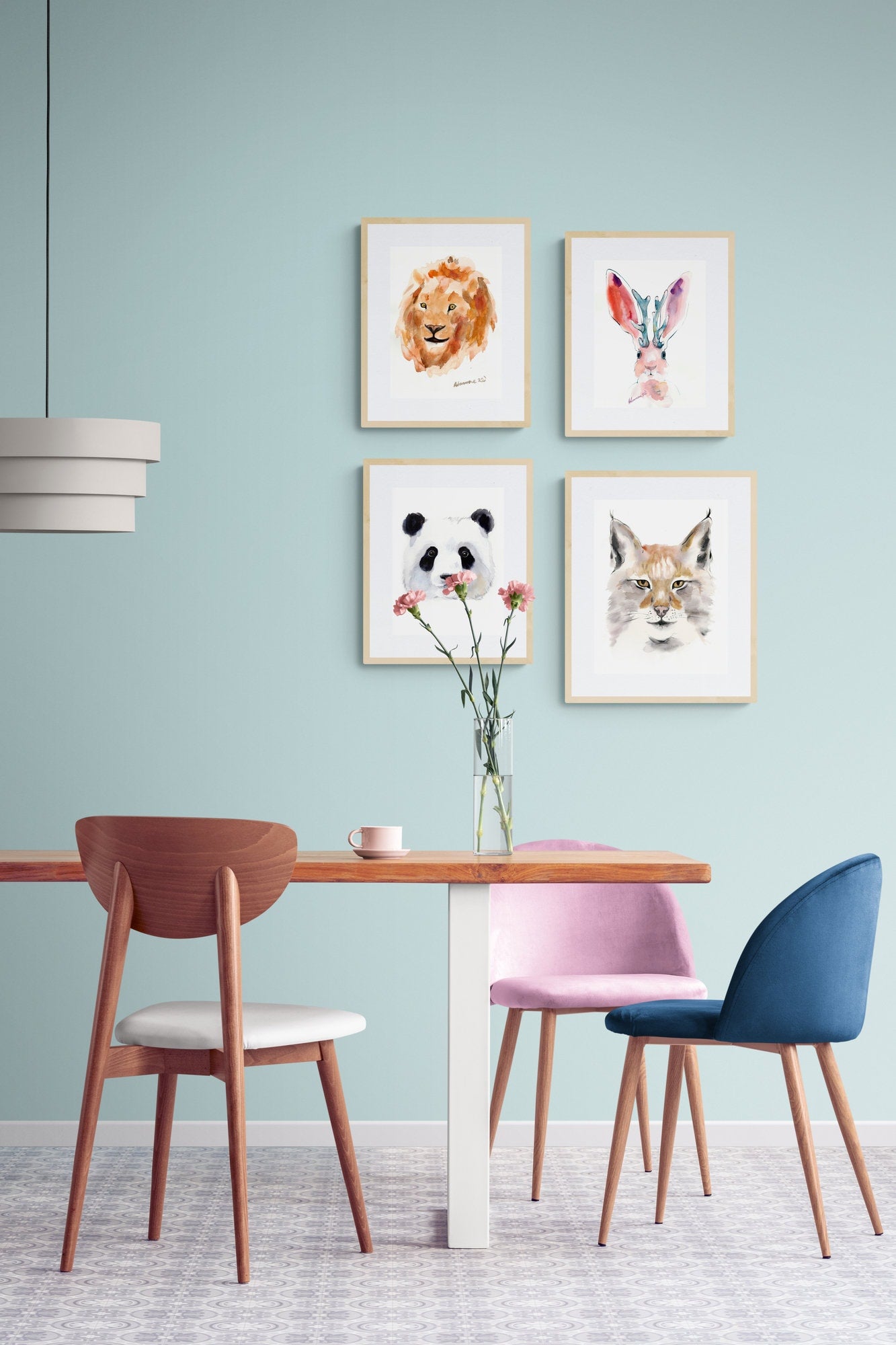 Jackalope painting - original watercolor wall art. Contemporary water colour picture