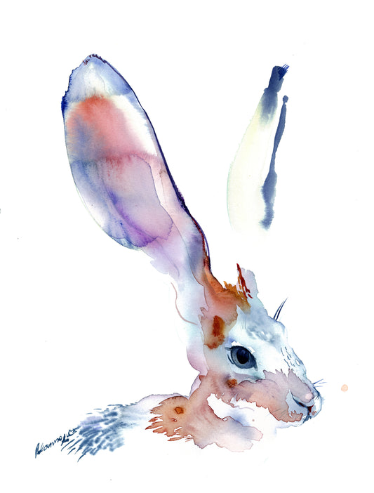 Bunny print - cute rabbit nursery wall decor