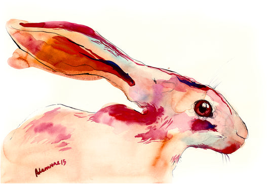 Whimsical Hare Original Watercolor Painting