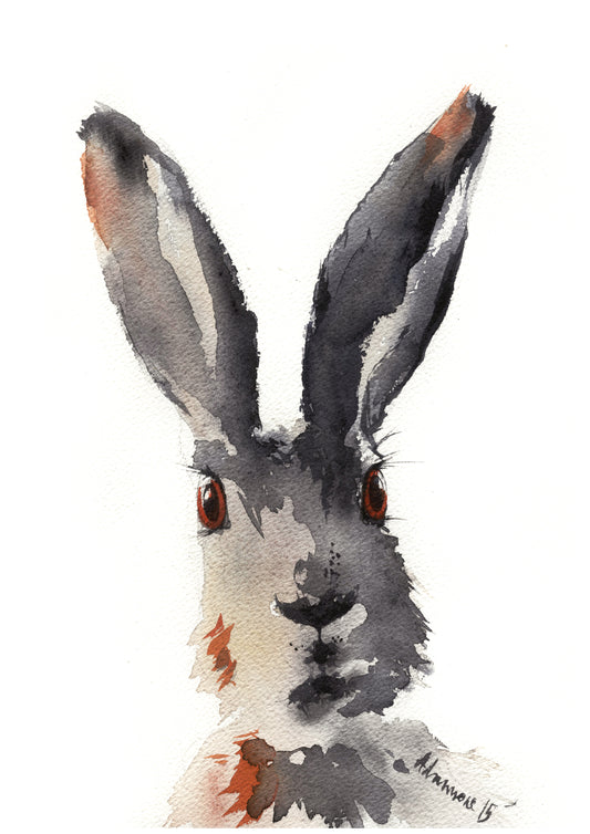 Hare print - cute rabbit nursery wall decor