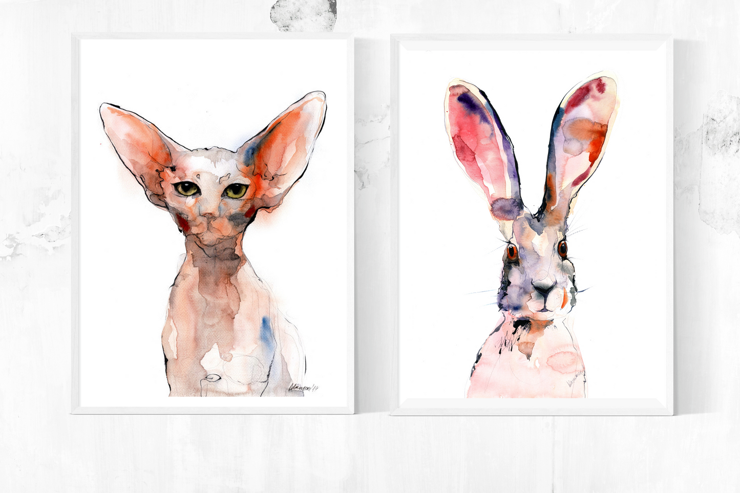 Alice in Wonderland hare art - bunny print - Watercolor wall art for hotel or home