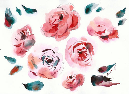 Water Color Flowers - Floral Painting - Original Watercolor Wall Art for Bedroom or Living Room