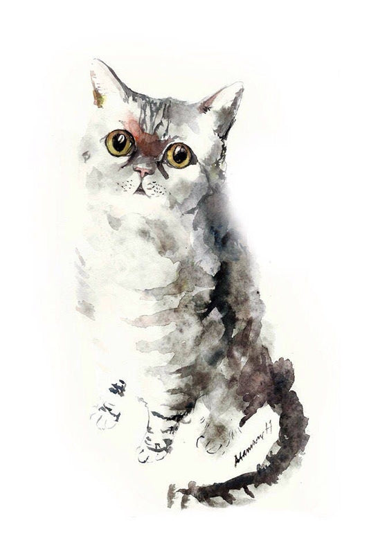 Paint your pet watercolor portrait painting. Unique gift for cat or dog lovers