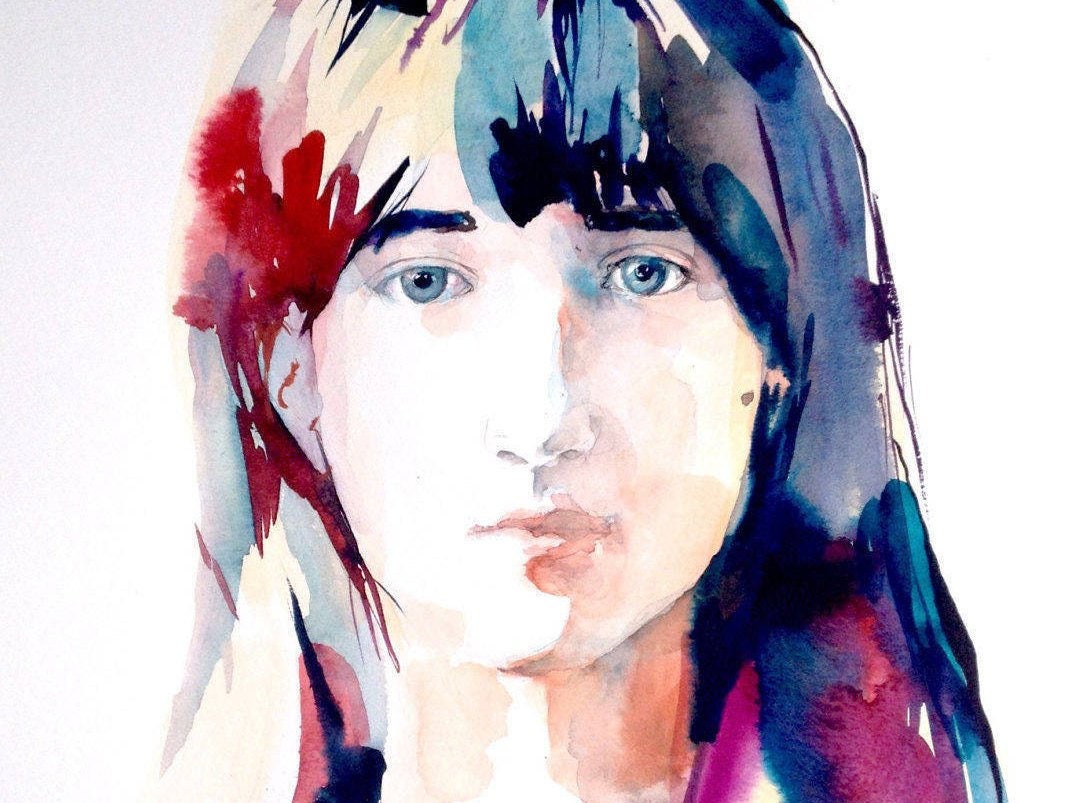 Commission portrait watercolor painting - custom 6x8 small painting
