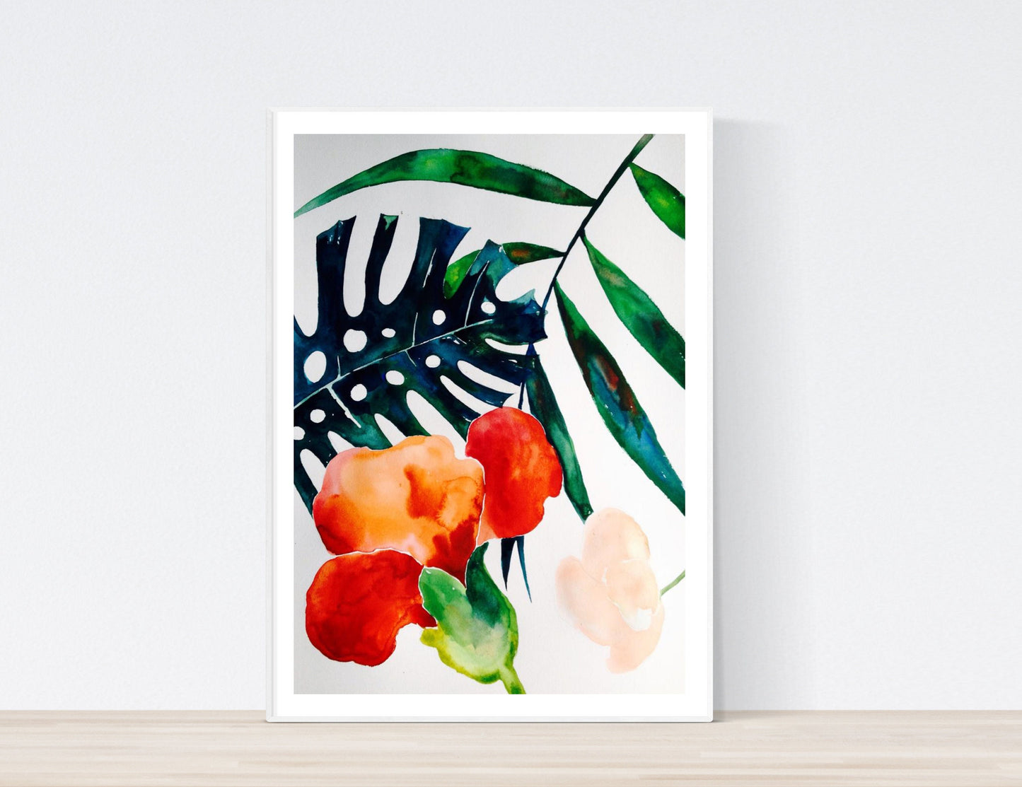 Tropical Leaves watercolor painting - Hawaii Water color - Original Wall Art for Home or Office