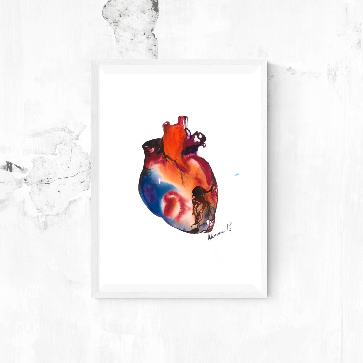 Anatomical Heart Print - watercolor painting. Gift for doctor or nurse