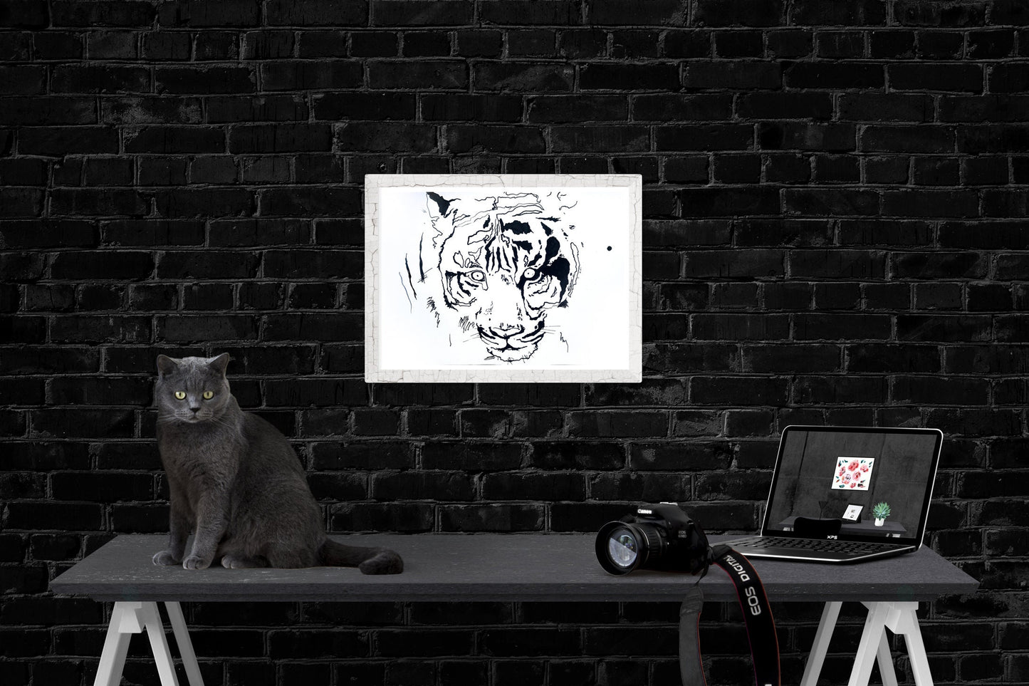 Tiger Illustration - Original Marker and Ink Art A3 - 11x16 in