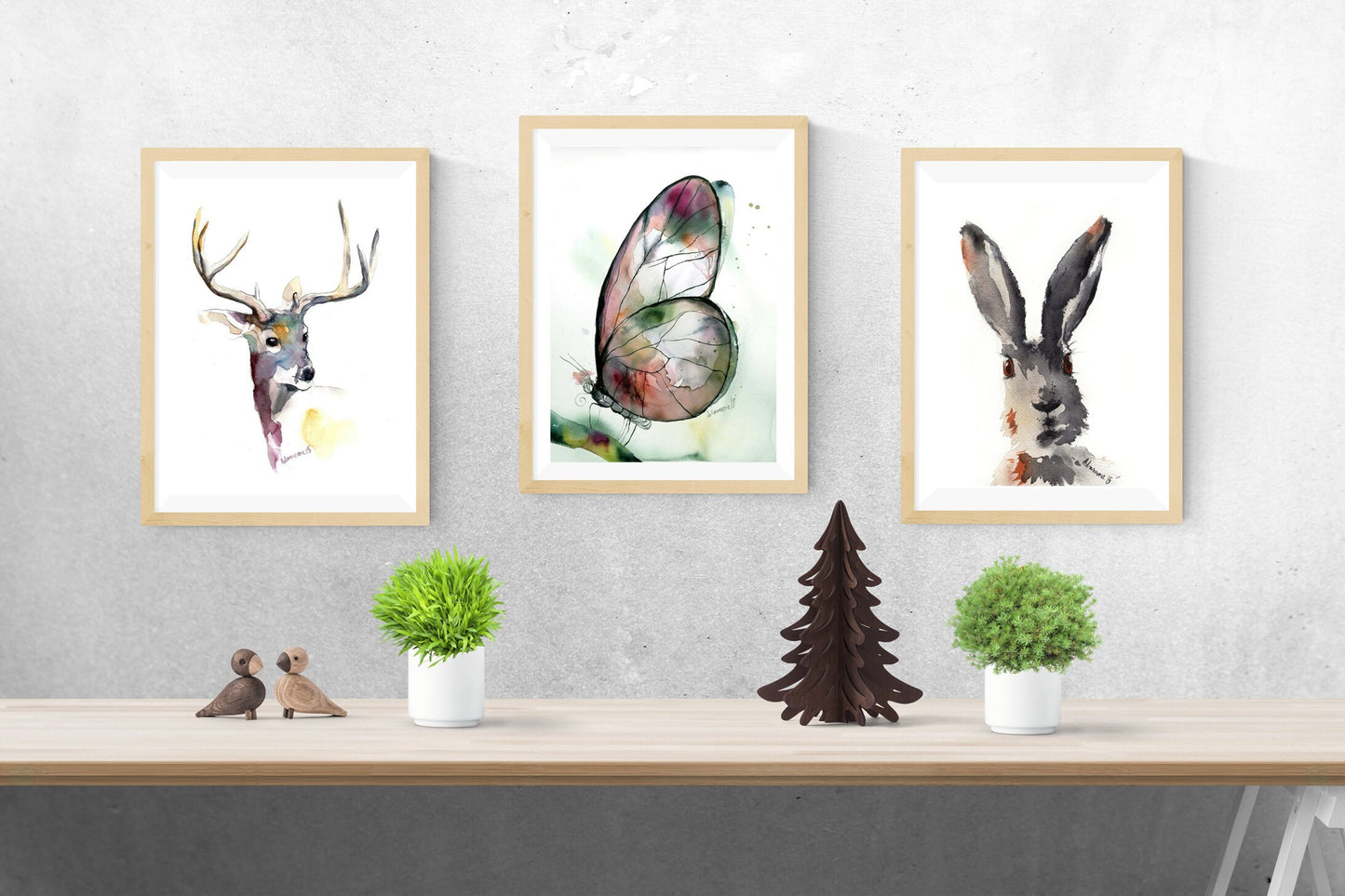 Butterfly Print - Watercolor Green and Purple Nature Room Decor