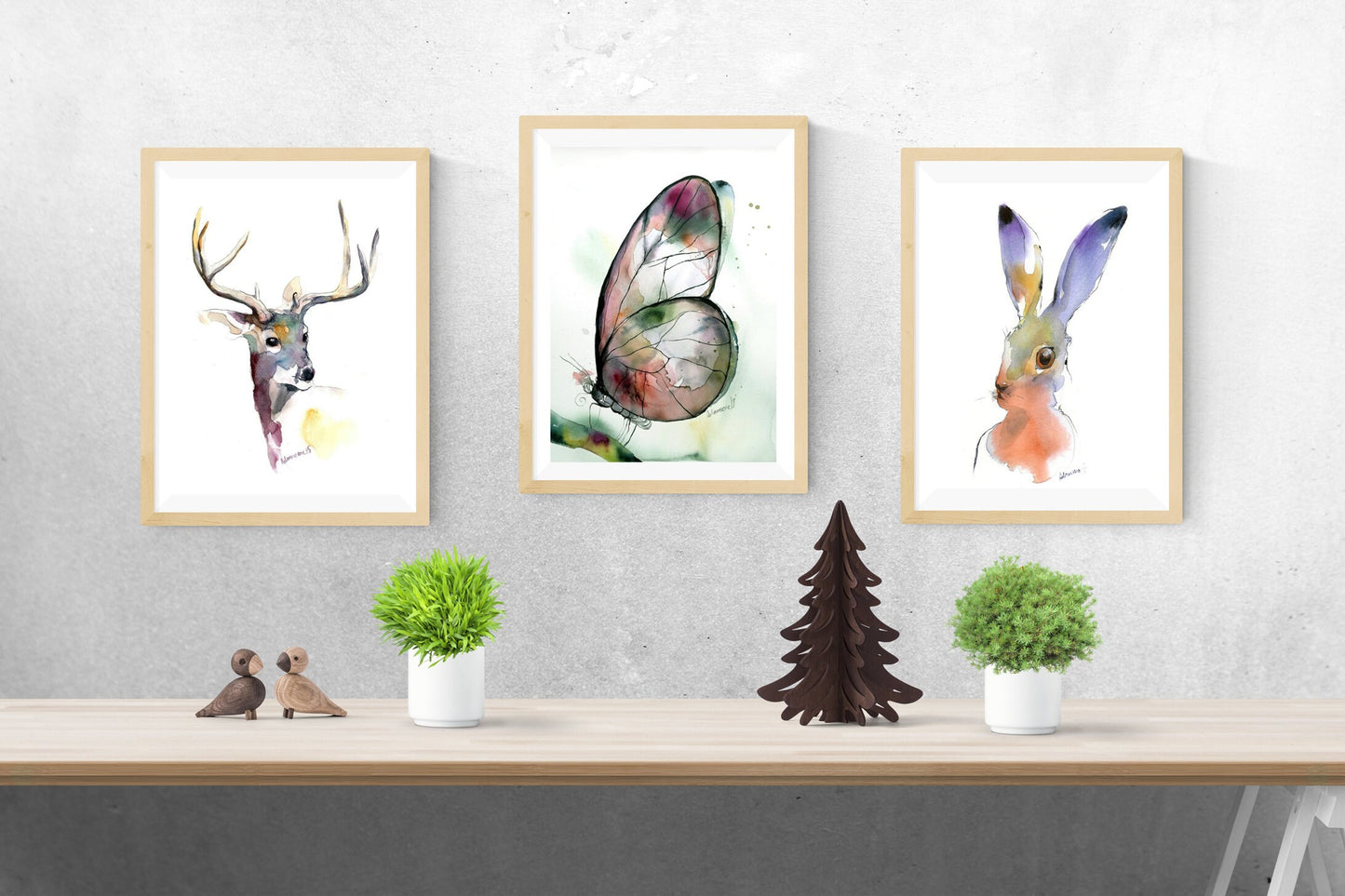 Butterfly Print - Watercolor Green and Purple Nature Room Decor