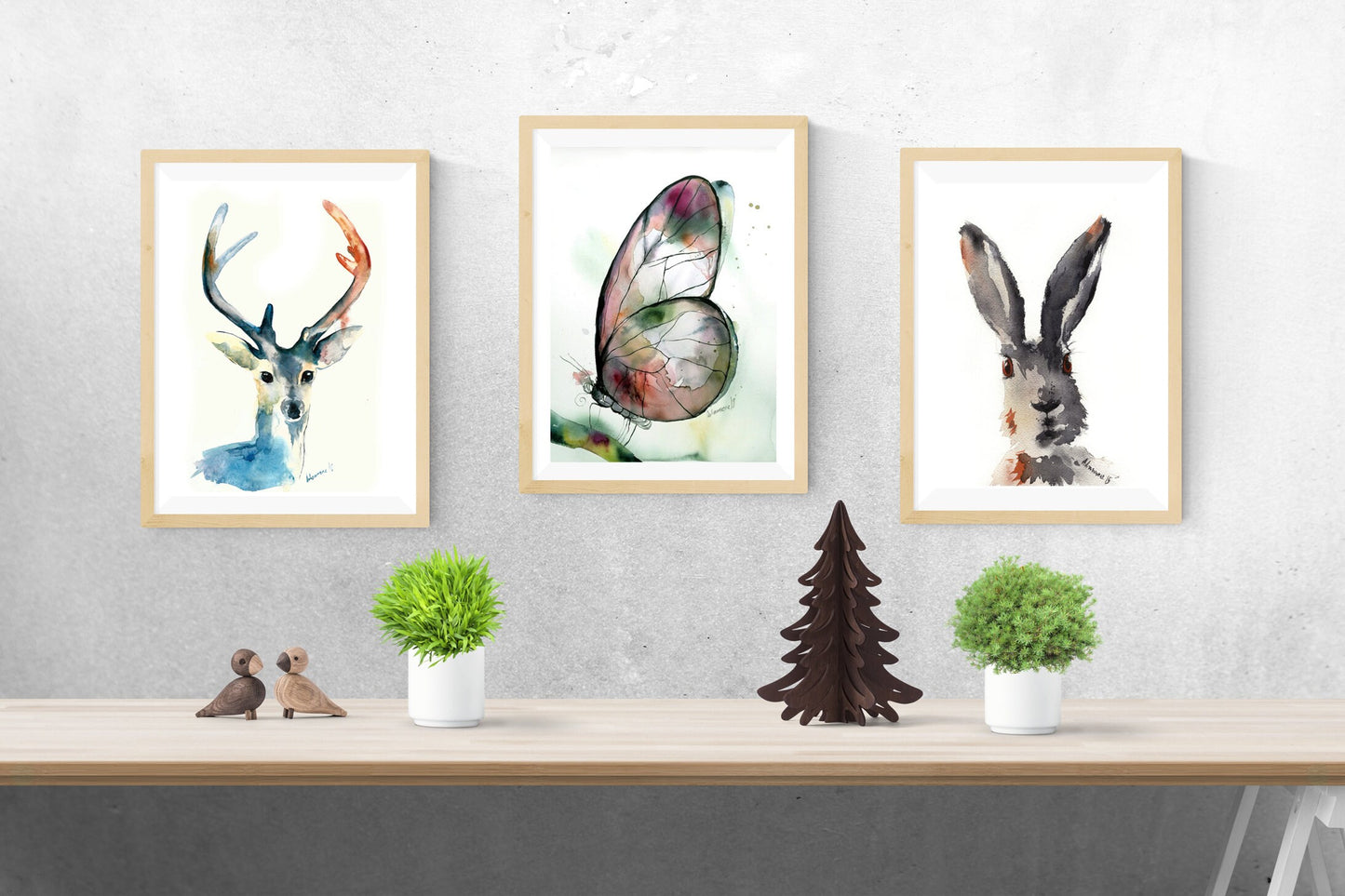 Butterfly Print - Watercolor Green and Purple Nature Room Decor