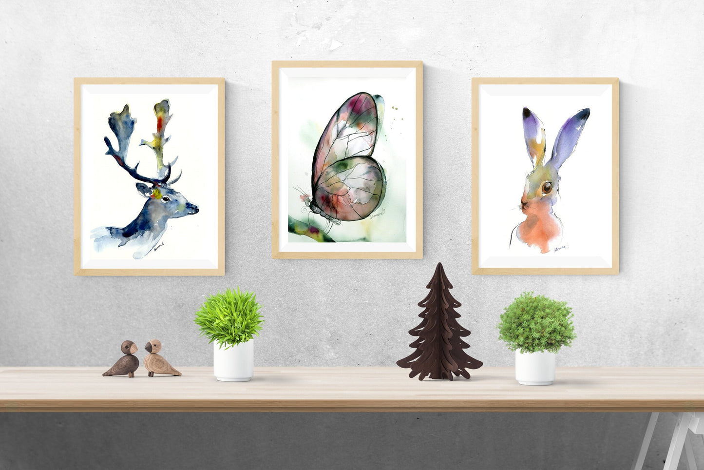 Butterfly Print - Watercolor Green and Purple Nature Room Decor