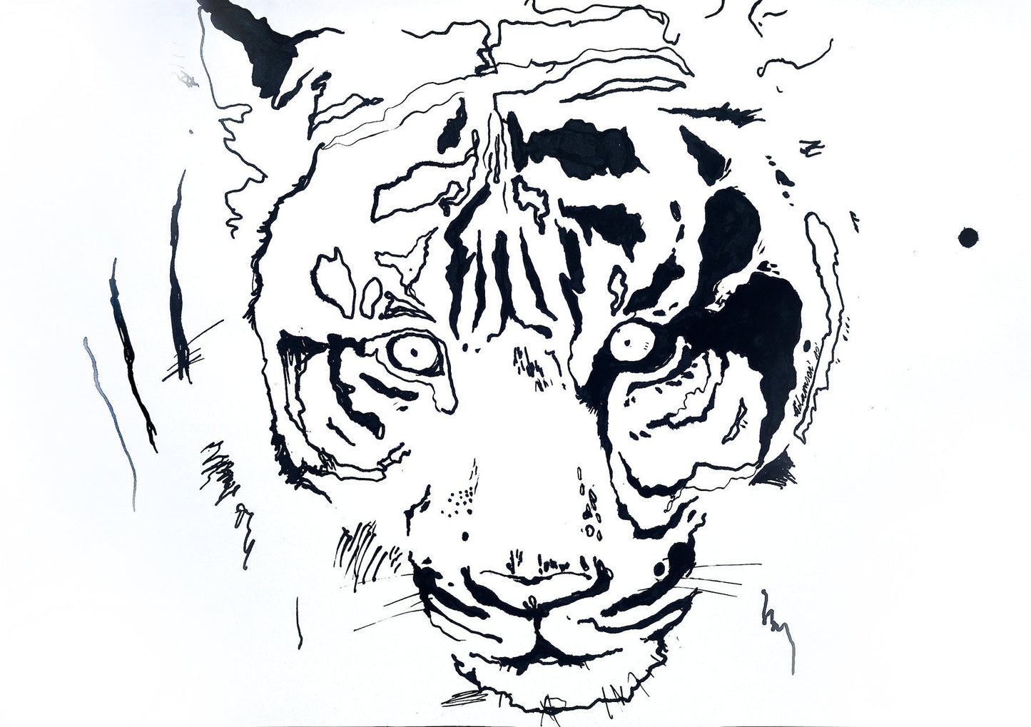 Tiger Illustration - Original Marker and Ink Art A3 - 11x16 in