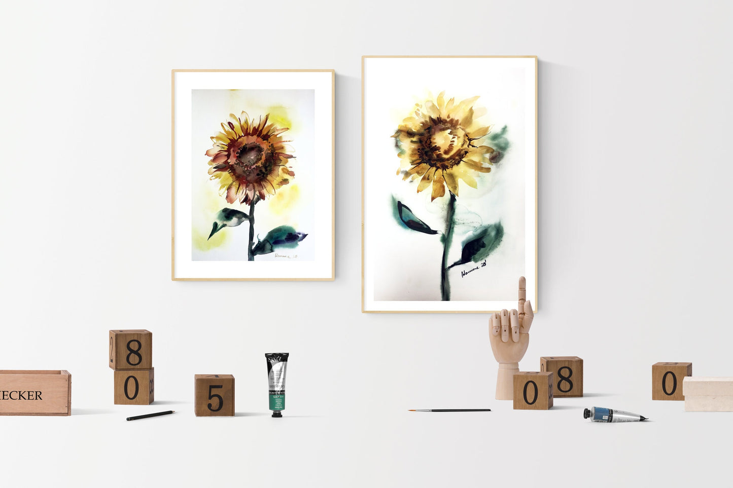 Sunflower painting - original watercolor art of a flower