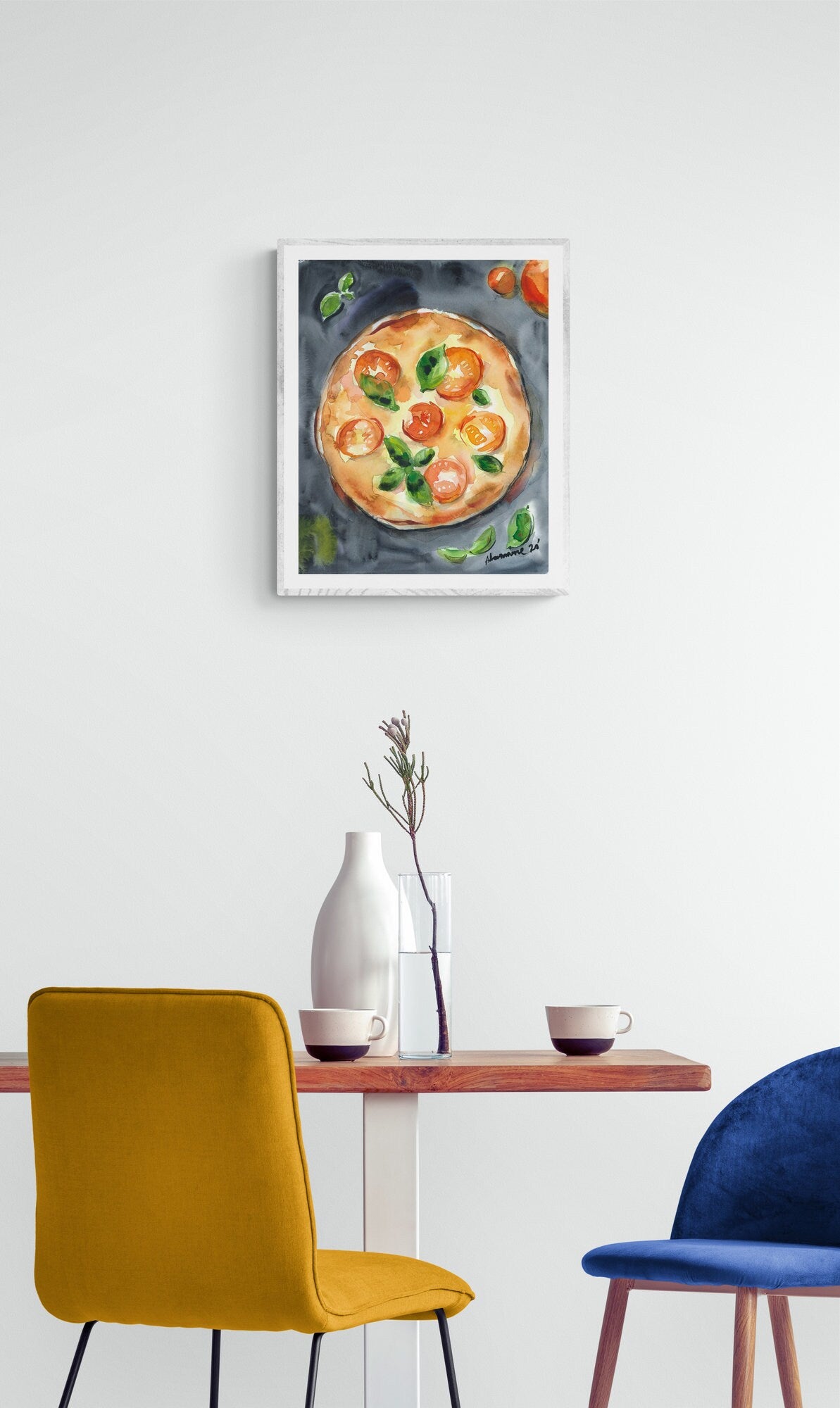 Pizza art print - food watercolor wall art - kitchen decor
