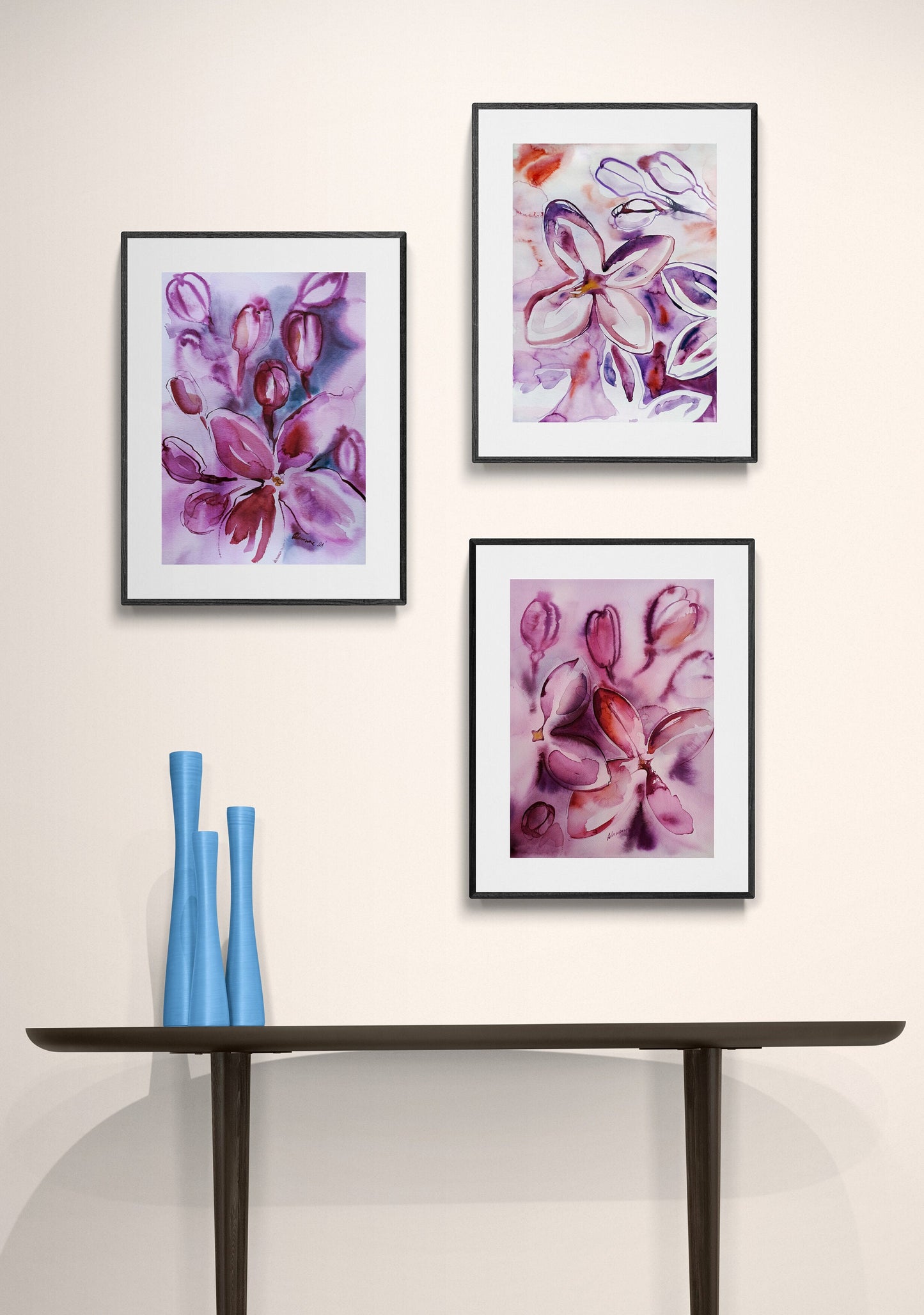 Wildflower painting - original purple lilac flower watercolor art