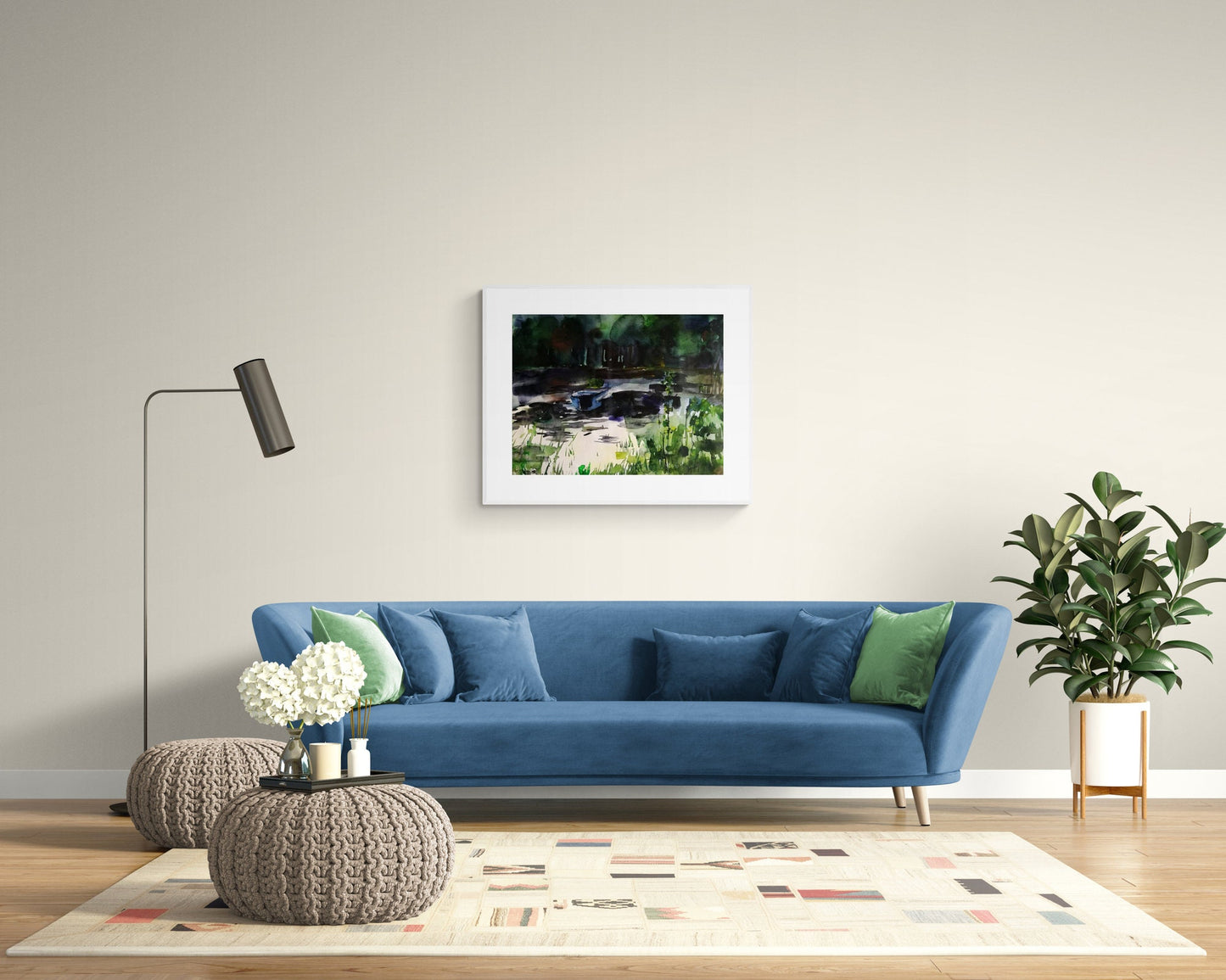 Plein air painting - Original lake artwork - Landscape watercolor painting - River scenery wall art