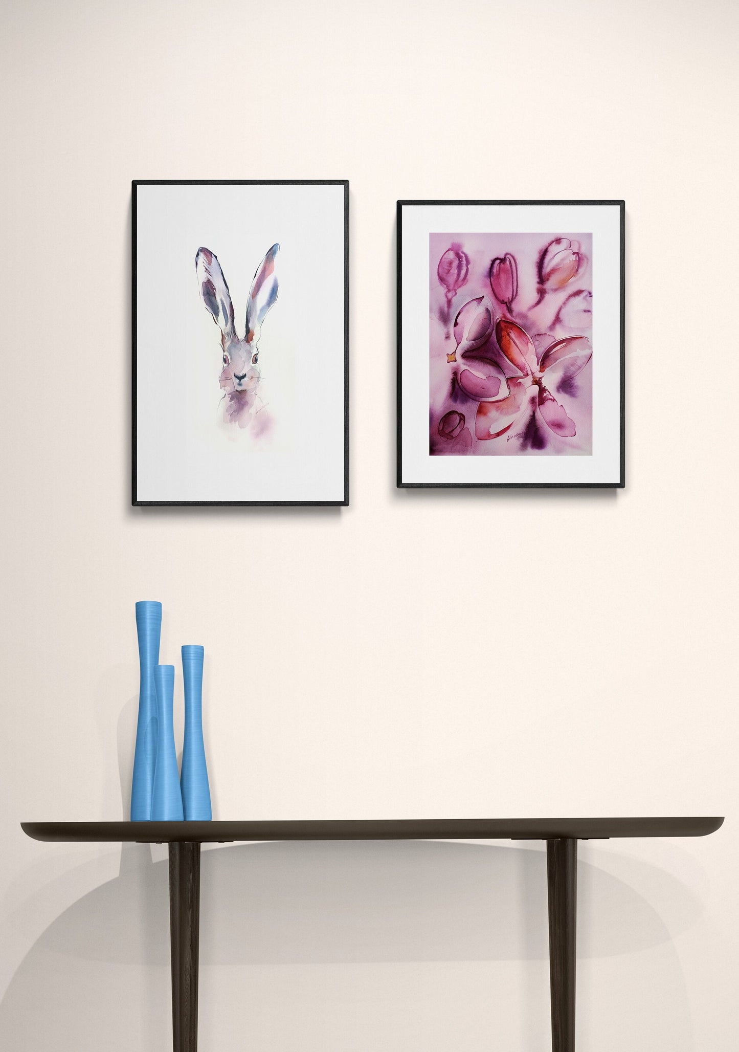 Lilacs painting - purple flowers watercolor original wall art for home