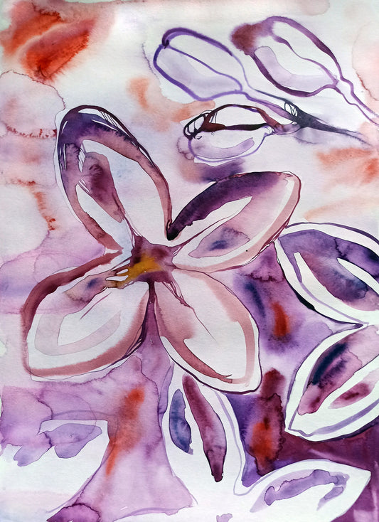 Lilacs painting - original purple flower watercolor wall art