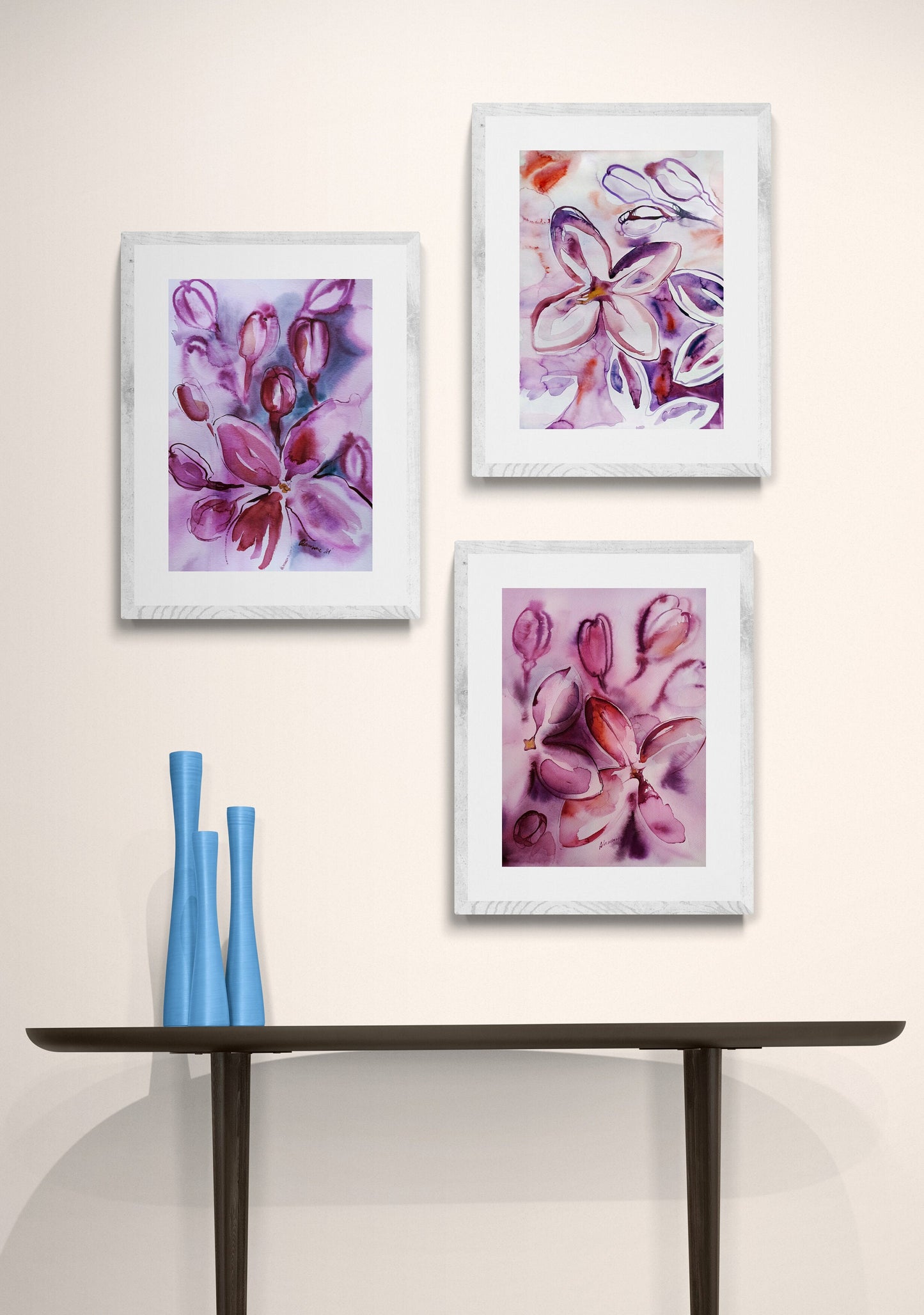 Wildflower painting - original purple lilac flower watercolor art