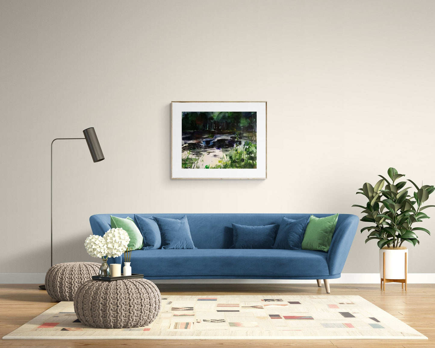 Plein air painting - Original lake artwork - Landscape watercolor painting - River scenery wall art