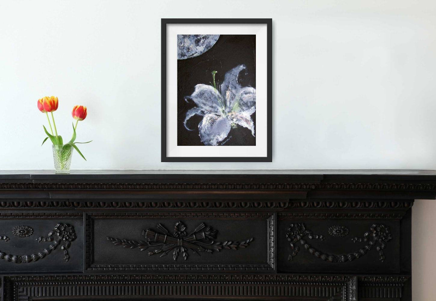 Moon picture - moon flower poster