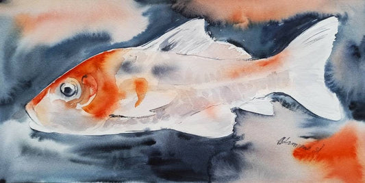 Koi watercolor painting - Fish artwork - Koi Fish wall art for hotel, office or home