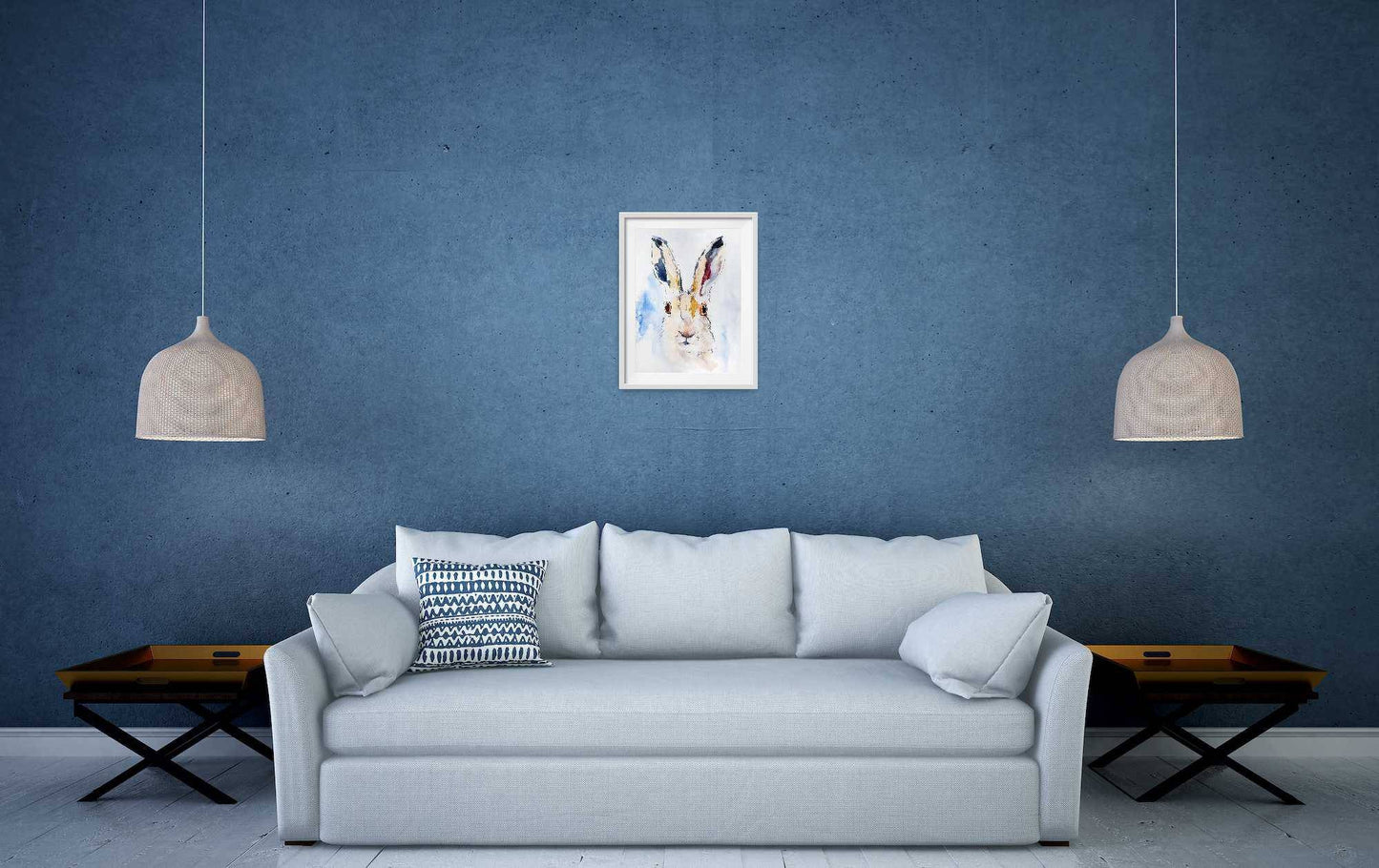 Bunny painting - Hare watercolor original art. Contemporary watercolour.