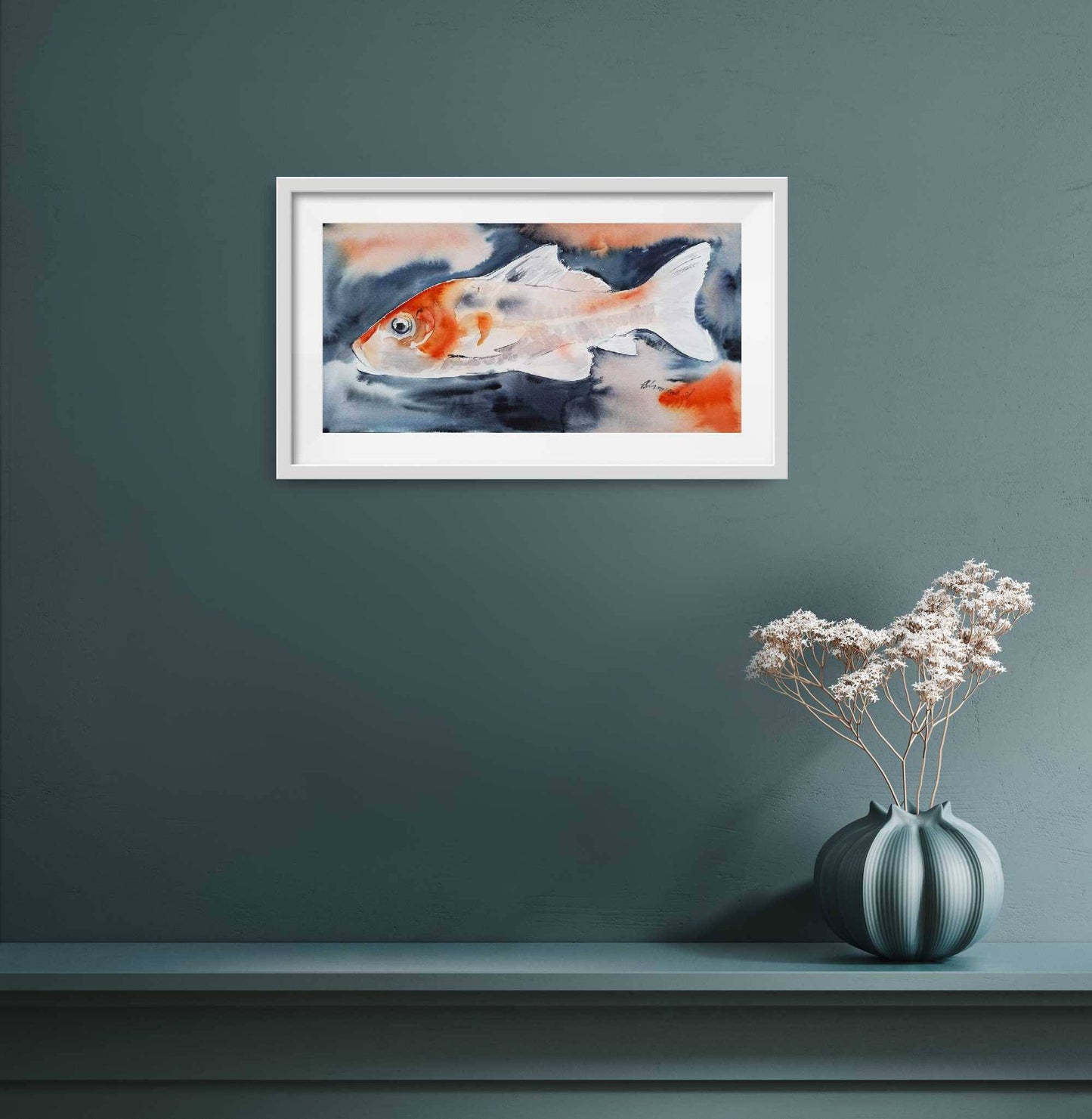 Koi watercolor painting - Fish artwork - Koi Fish wall art for hotel, office or home