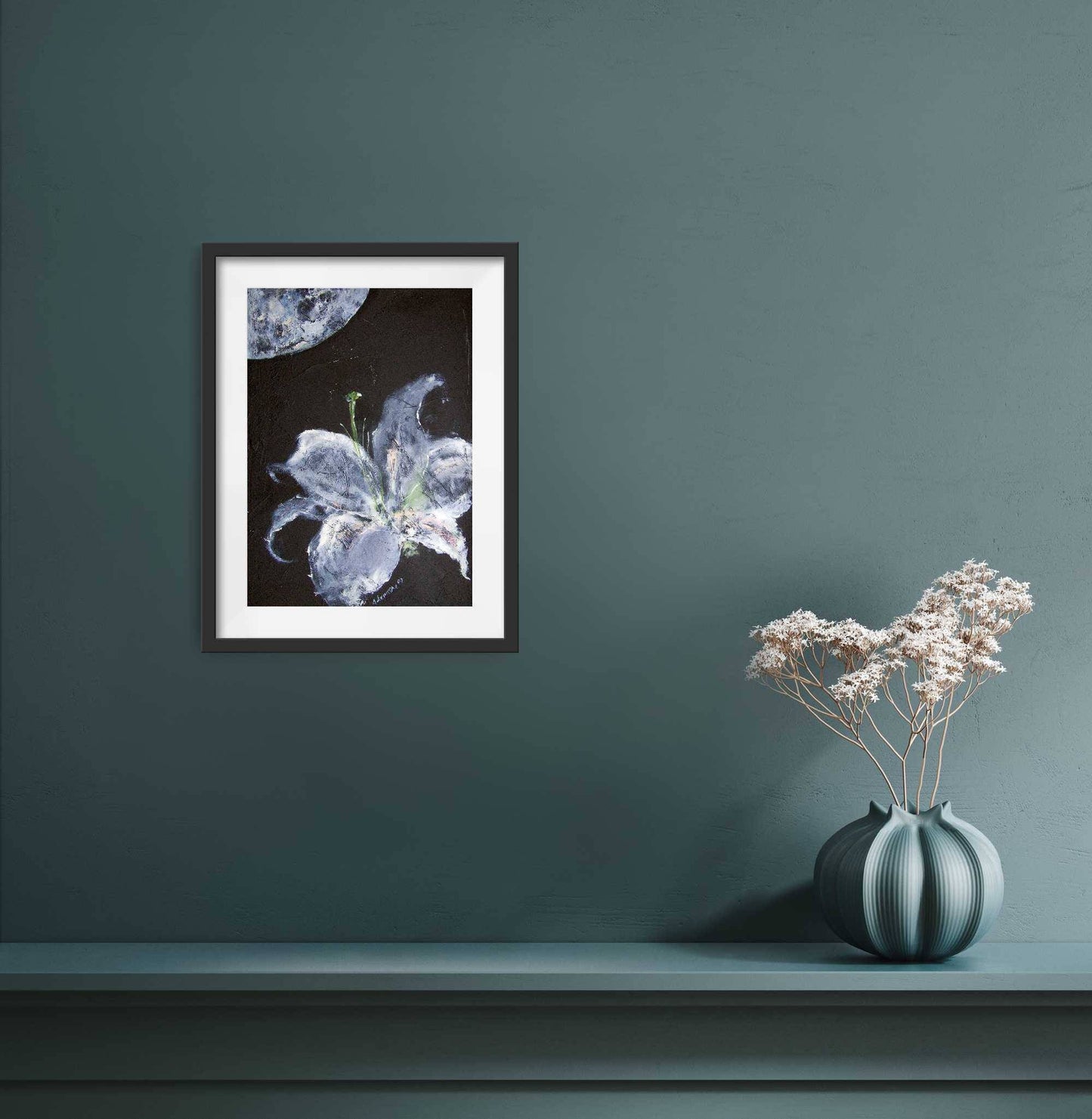 Moon picture - moon flower poster