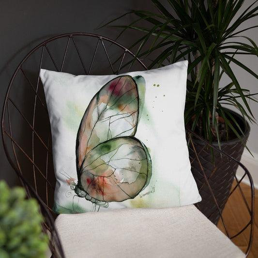 Butterfly Pillow - 18x18 watercolor boho throw pillow