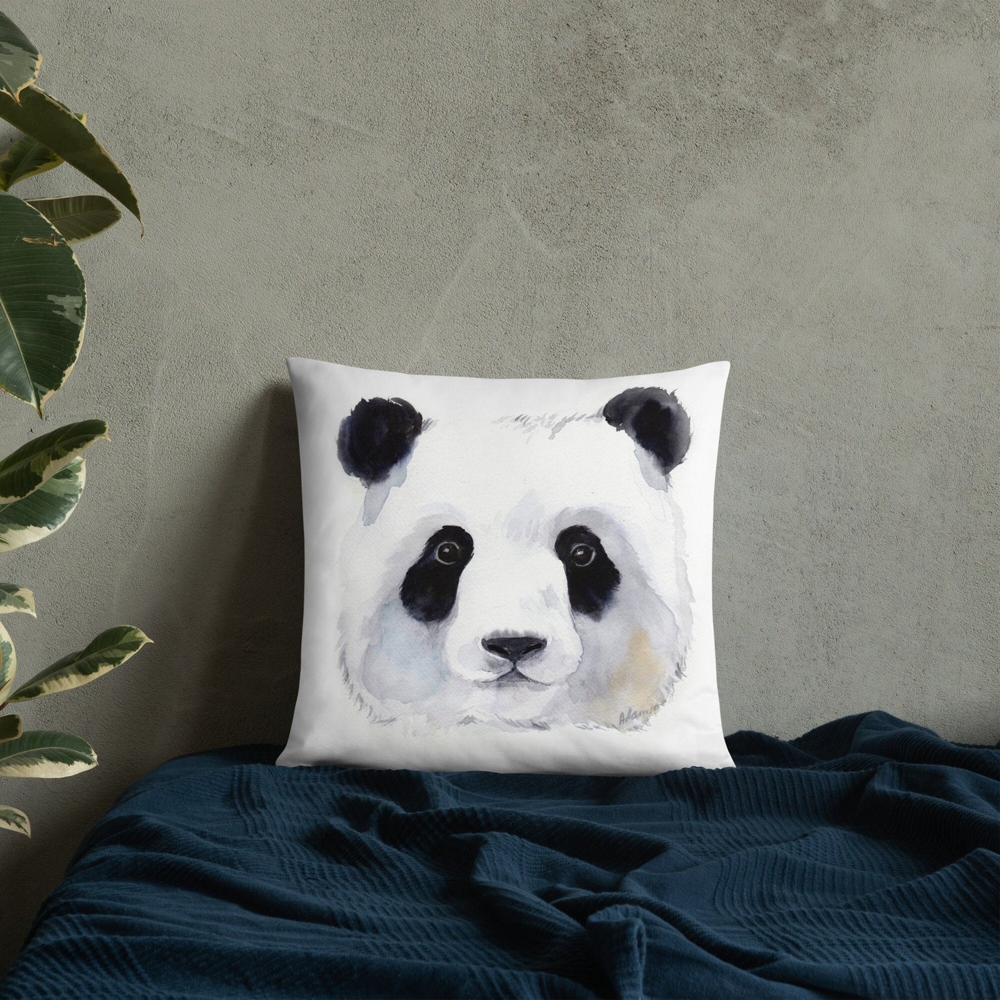 Panda watercolor pillow - kawaii gift - panda nursery decor