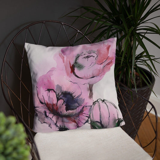 Flower throw pillow - floral watercolor pillow