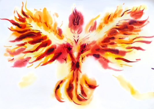 Phoenix painting - law office wall art - original fire watercolor