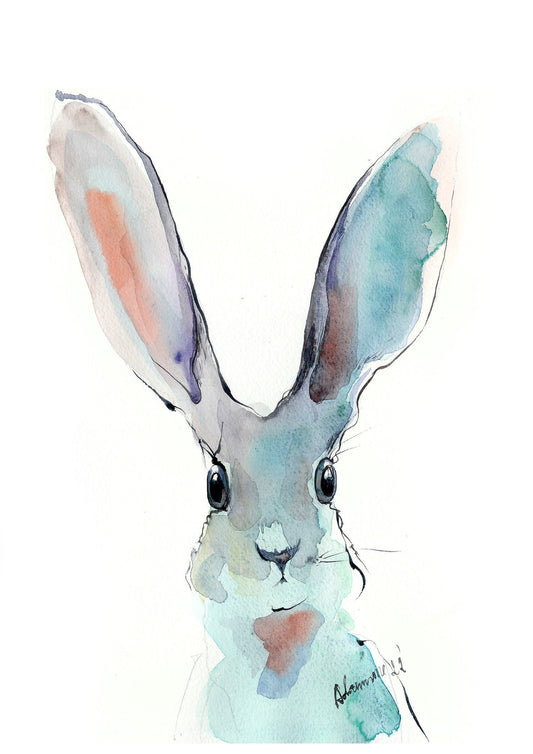 Baby bunny print - cute rabbit nursery wall decor - kawaii print
