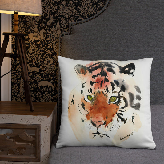 Tiger pillow - designer pillows with watercolor art