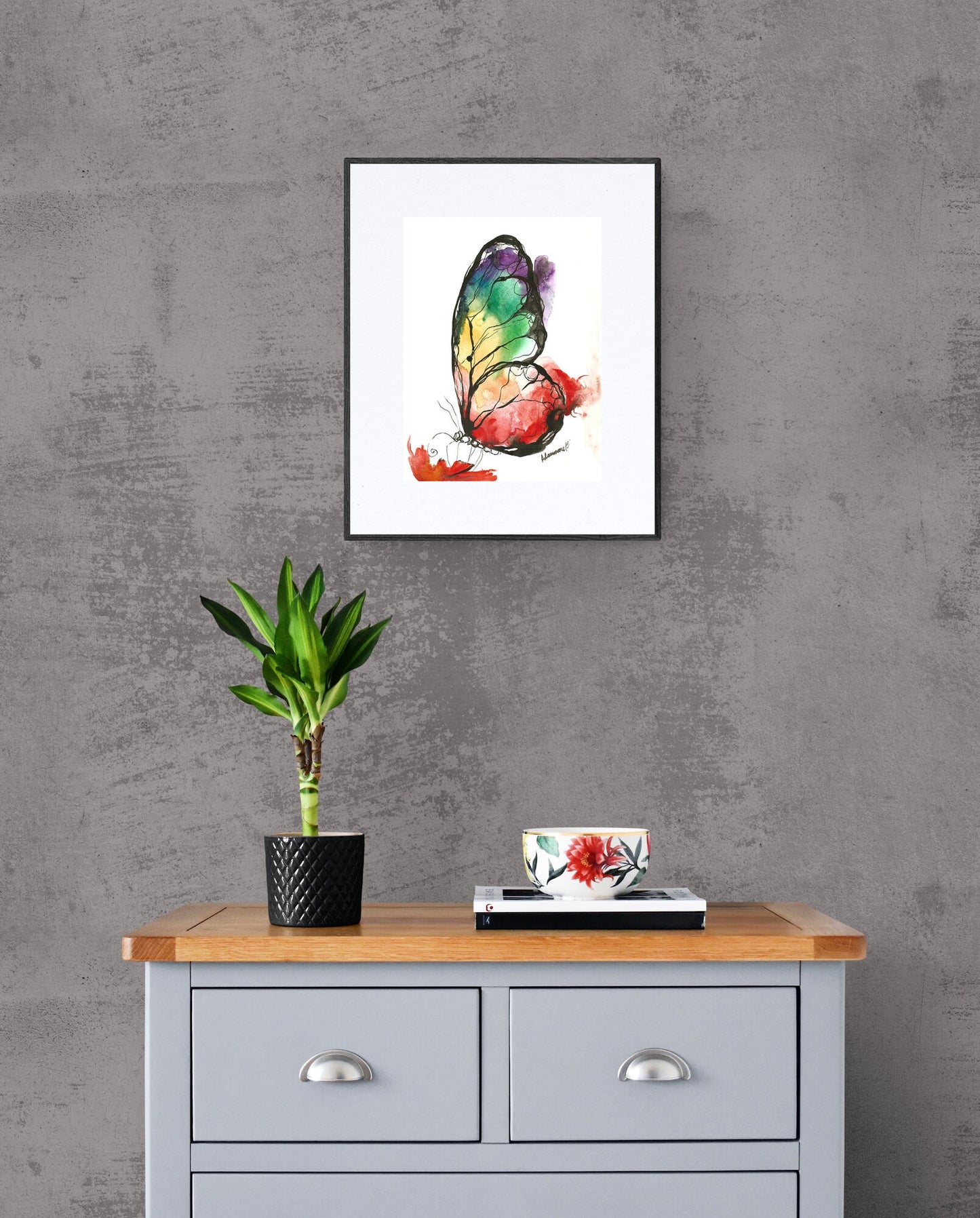 Butterfly wall art abstract painting original. Colorful nature wall art. Unusual birthday present