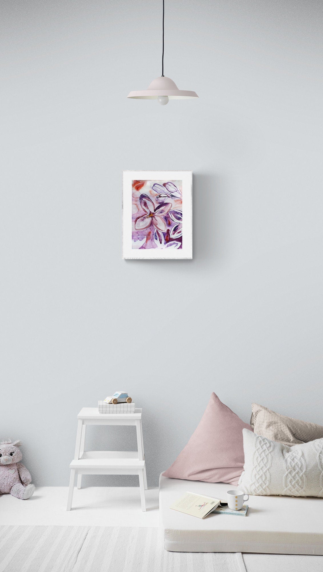 Lilacs painting - original purple flower watercolor wall art