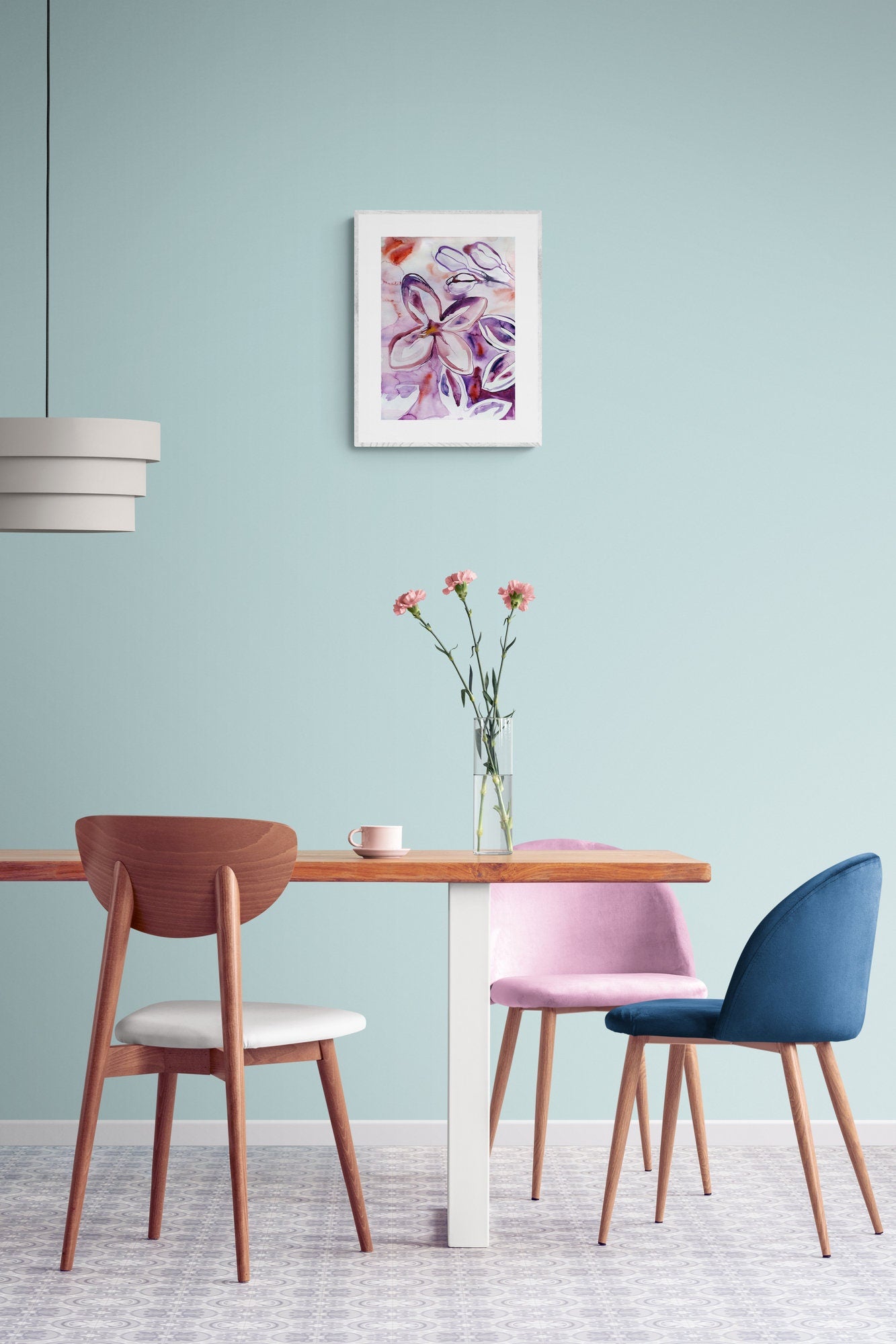 Lilacs painting - original purple flower watercolor wall art