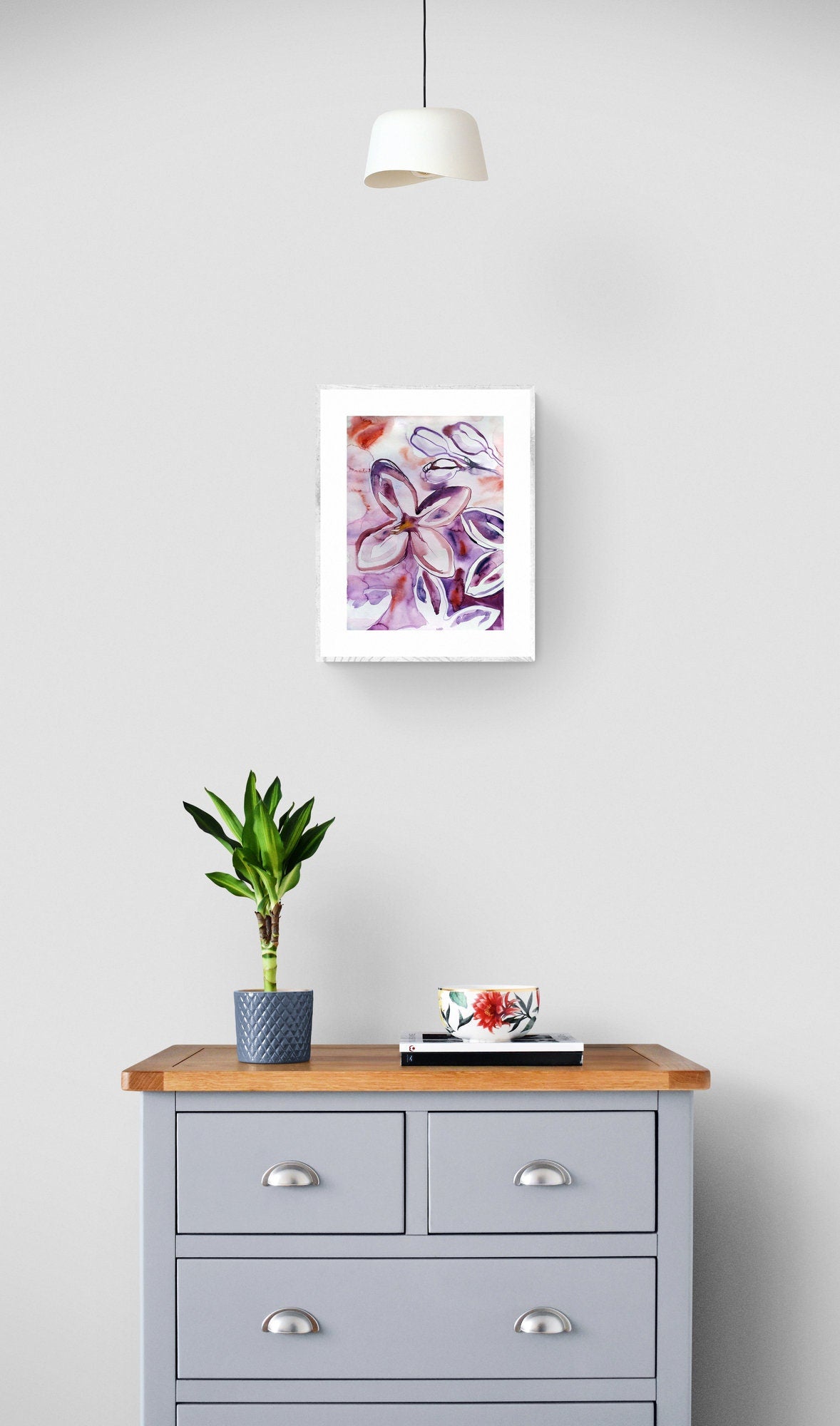 Lilacs painting - original purple flower watercolor wall art