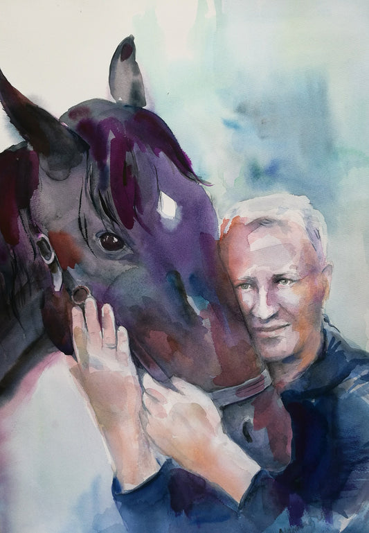 Custom horse portrait from photo - pet watercolor - unique horse themed gift