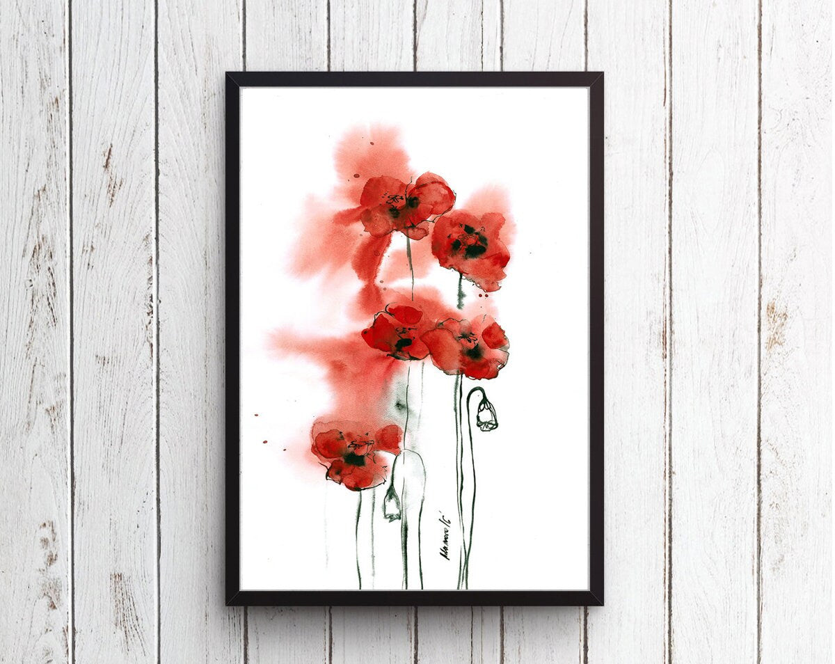 California Poppies Print - Watercolor Floral Art. Wedding or Mother's day gift