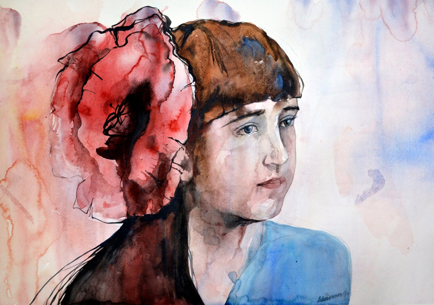 Commission portrait watercolor painting - custom 6x8 small painting